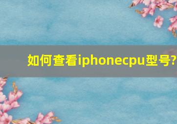 如何查看iphonecpu型号?