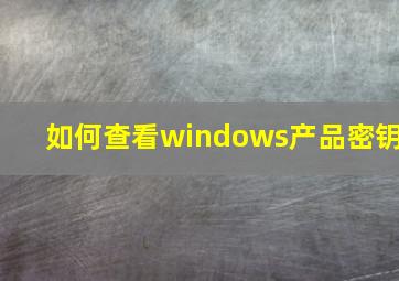 如何查看windows产品密钥
