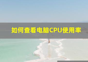 如何查看电脑CPU使用率