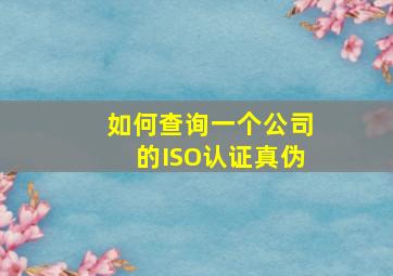 如何查询一个公司的ISO认证真伪