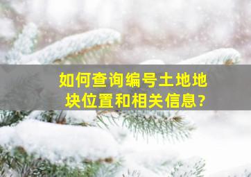 如何查询编号土地地块位置和相关信息?