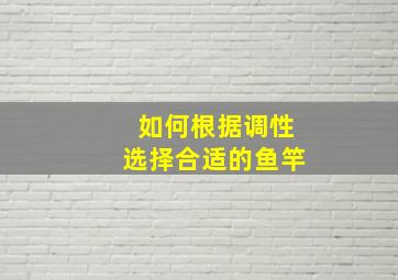 如何根据调性选择合适的鱼竿