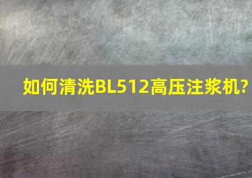 如何清洗BL512高压注浆机?