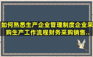 如何熟悉生产企业管理制度,企业采购,生产工作流程,财务,采购,销售,...