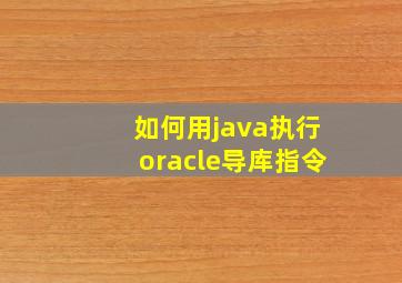 如何用java执行oracle导库指令