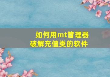 如何用mt管理器破解充值类的软件