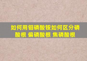 如何用钼磷酸铵如何区分磷酸根 偏磷酸根 焦磷酸根