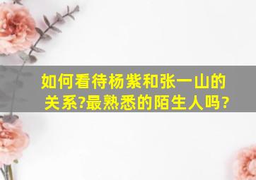 如何看待杨紫和张一山的关系?最熟悉的陌生人吗?