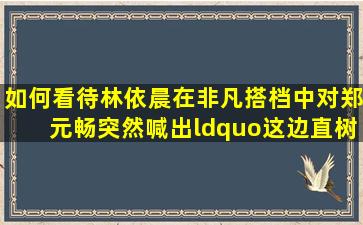 如何看待林依晨在《非凡搭档》中对郑元畅突然喊出“这边,直树”?