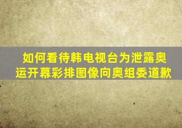 如何看待韩电视台为泄露奥运开幕彩排图像向奥组委道歉