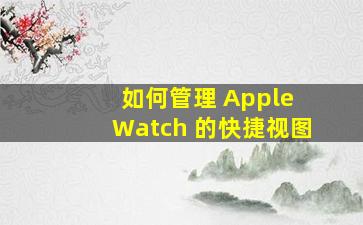 如何管理 Apple Watch 的快捷视图