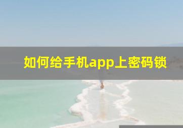 如何给手机app上密码锁