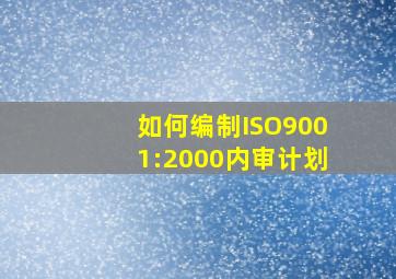 如何编制ISO9001:2000内审计划