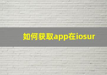 如何获取app在iosur