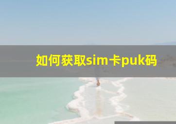 如何获取sim卡puk码