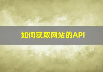 如何获取网站的API