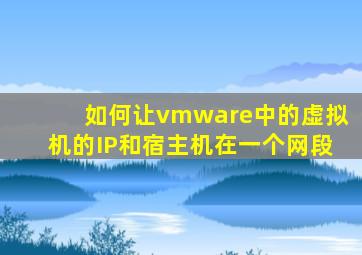 如何让vmware中的虚拟机的IP和宿主机在一个网段