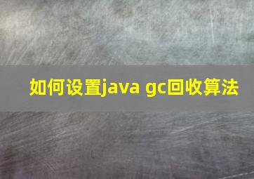 如何设置java gc回收算法