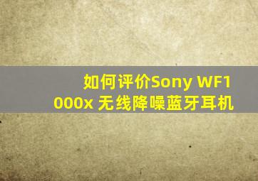 如何评价Sony WF1000x 无线降噪蓝牙耳机