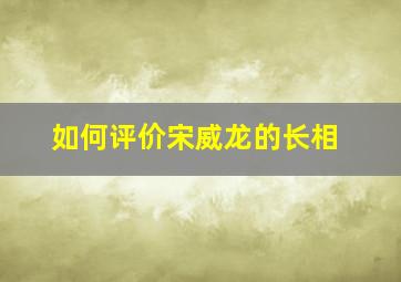 如何评价宋威龙的长相(