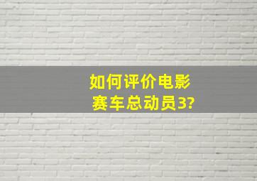 如何评价电影《赛车总动员3》?