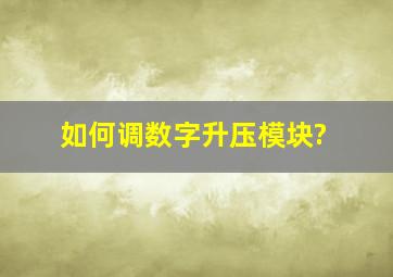 如何调数字升压模块?