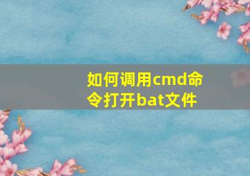 如何调用cmd命令打开bat文件