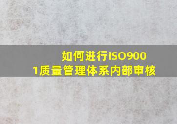 如何进行ISO9001质量管理体系内部审核