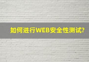 如何进行WEB安全性测试?