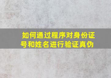 如何通过程序对身份证号和姓名进行验证真伪 