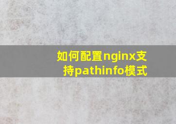 如何配置nginx支持pathinfo模式