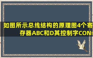 如图所示总线结构的原理图,4个寄存器A,B,C和D,其控制字CON=()