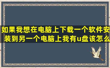 如果我想在电脑上下载一个软件安装到另一个电脑上(我有u盘),该怎么做?