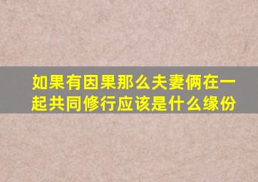 如果有因果那么夫妻俩在一起共同修行应该是什么缘份