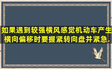 如果遇到较强横风,感觉机动车产生横向偏移时,要握紧转向盘并紧急...