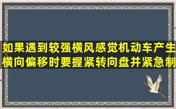 如果遇到较强横风,感觉机动车产生横向偏移时,要握紧转向盘并紧急制 ...