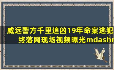 威远警方千里追凶,19年命案逃犯终落网,现场视频曝光—— 