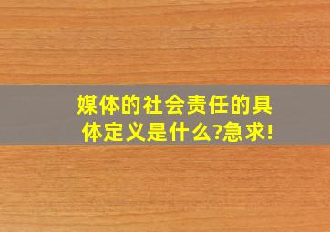 媒体的社会责任的具体定义是什么?急求!