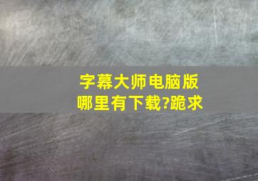 字幕大师电脑版哪里有下载?跪求