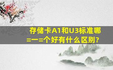 存储卡A1和U3标准,哪=一=个好,有什么区别?