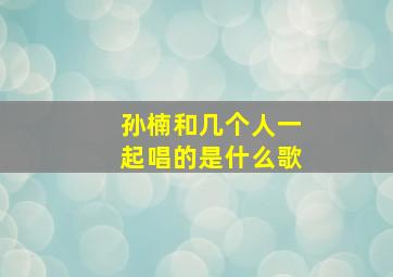 孙楠和几个人一起唱的是什么歌