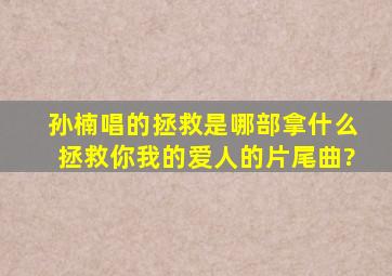 孙楠唱的拯救是哪部拿什么拯救你,我的爱人的片尾曲?