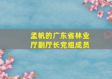 孟帆的广东省林业厅副厅长、党组成员