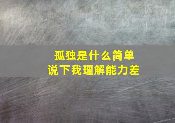 孤独是什么,简单说下,我理解能力差