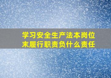 学习《安全生产法》本岗位末履行职责负什么责任