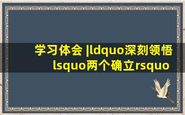 学习体会 |“深刻领悟‘两个确立’ 坚决做到‘两个维护’”心得篇...