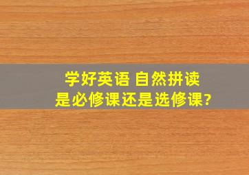 学好英语 自然拼读是必修课还是选修课?