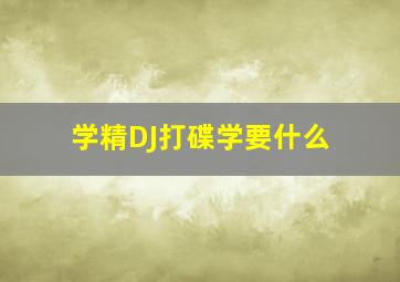 学精DJ打碟学要什么