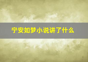 宁安如梦小说讲了什么