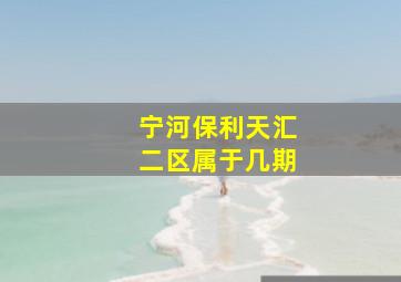 宁河保利天汇二区属于几期